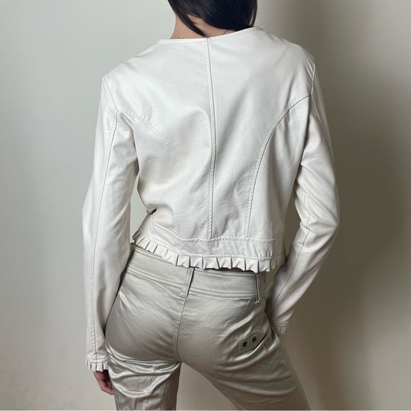 Simili-leather cropped jacket - Picture 3 of 4